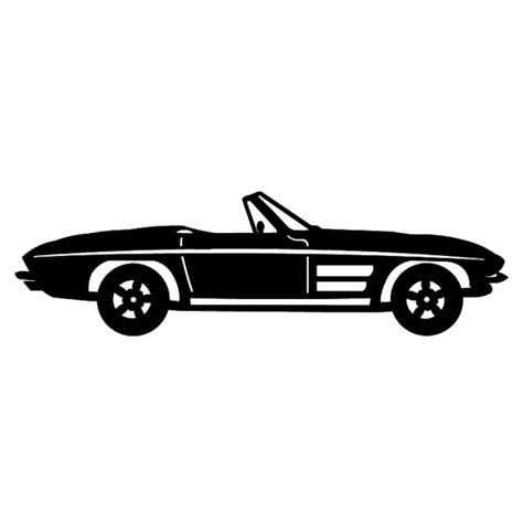 Collection of different views of classic car silhouettes. Metal Classic Car Silhouettes