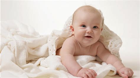 Blue Eyes Smiley Cute Baby Boy Covering White Cloth Background Hd Cute