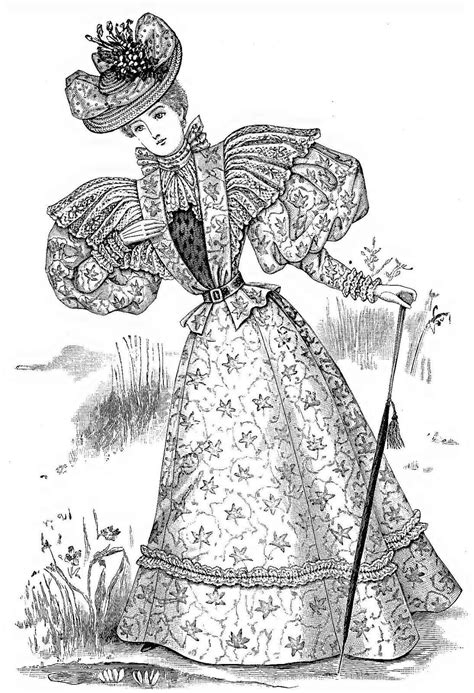 Victorian Fashion Coloring Book Coloring Pages