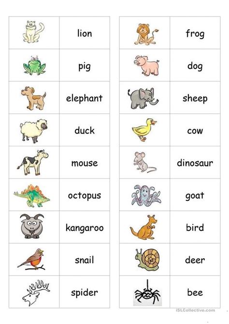 Animals Animales En Ingles Ingles Basico Para Niños Colores En Ingles