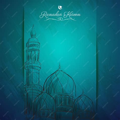 Ramadan Kareem Salutation Islamique Fond Esquisse Mosquée Croquis