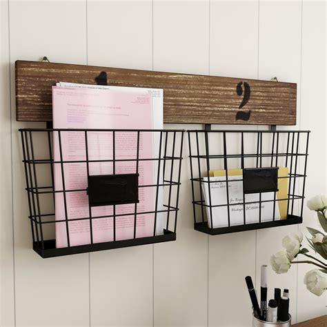 Hanging Double Wire Basket Organizer Wall Mount Storage Rustic Style
