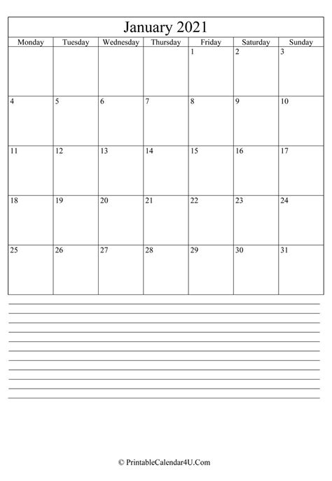 Large Box Calendar 2021 Printable Calendar Printables Free Blank