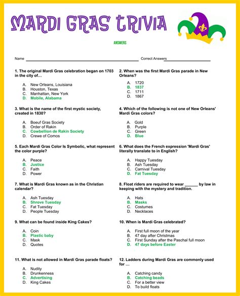 Free Printable Quizzes And Answers 50 Multiple Choice General