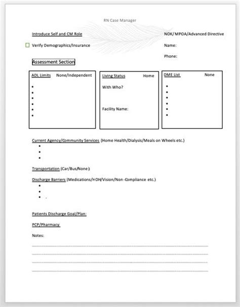 Rn Case Manager Template Rn Cm Hospital Inpatient Clinic Etsy