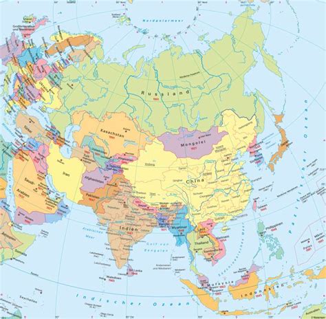 Landkarte Asien Deutsch