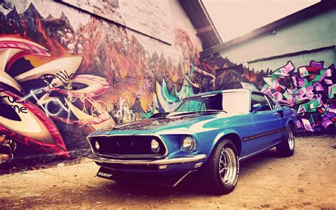 Wallpaper Id 732035 Garage Classic Damaged Car Ford Mustang