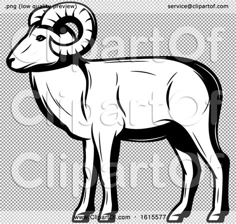 Clipart Of A Black And White Ram Royalty Free Vector Illustration By