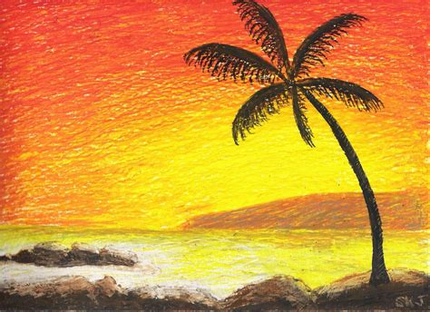 Sunset Scenery With Oil Pastels Oil Pastel Art Pastel Art Art Painting