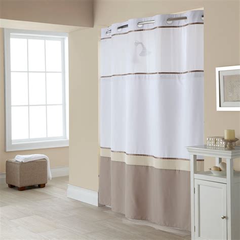 Hookless Taupe Windsor Color Block Polyester Shower Curtain Walmart