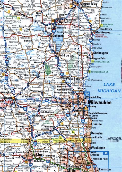 Map Of I 43 Interstate Highway Wisconsin Interchange And Exit Number Free