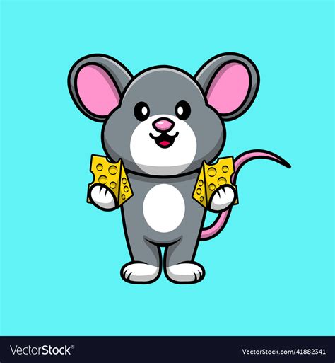 Cute Mouse Holding Cheese Royalty Free Vector Image