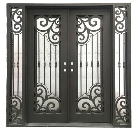 Custom Wrought Iron Double Doors With Sidelights Monarch Custom Doors