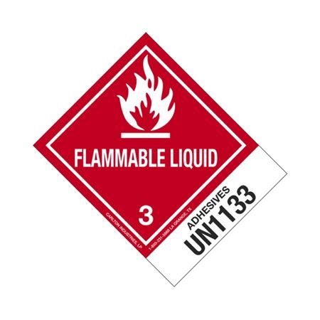 Hazmat Shipping Labels Adhesives UN1133 Flam Liq 4x5