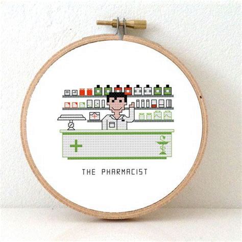 2 X Pharmacists Cross Stitch Pattern Male And Female Pharmacy Etsy