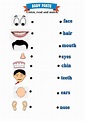 Parts of the face online worksheet for Grade 1. You can do the ...