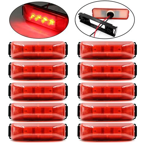 10x Red 4 Rectangular 12v Side Marker Lights Clearance Lamp Truck