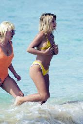 Jessica Woodley In Yellow Bikini On The Beach In Barbados