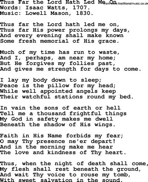 Hymns About Gods Forgiveness Title Thus Far The Lord Hath Led Me On