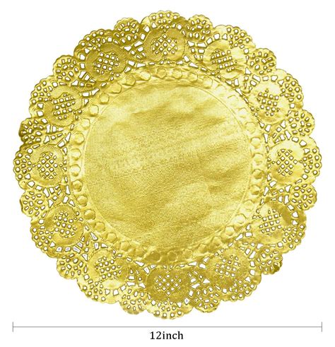 100 Pcs 12 Inch Round Lace Gold Paper Doilies Gold Foil Paper Placemats