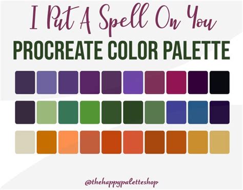 Witch Procreate Palette Halloween Color Palette Lettering Etsy