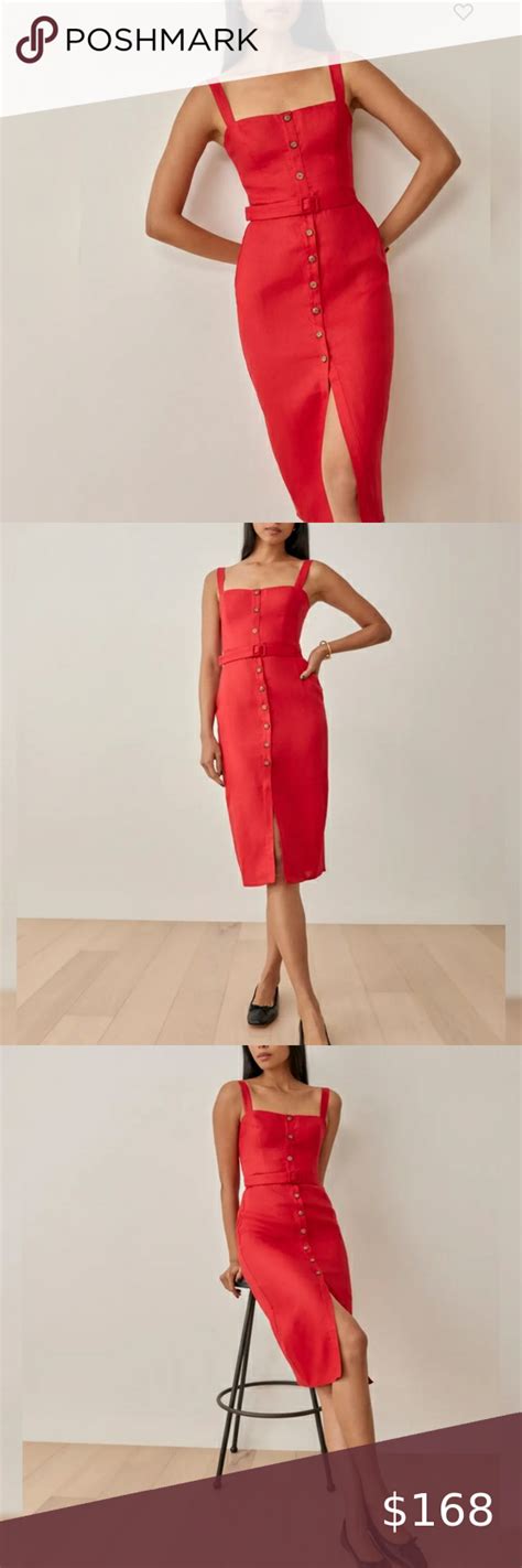 🍒 Reformation Red Linen Dress Red Linen Dress Reformation Dresses