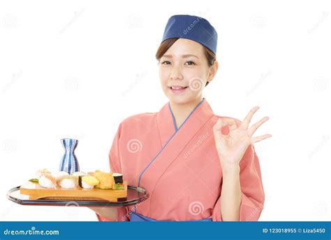 a japanese restaurant waitress stock image image of food beauty 123018955