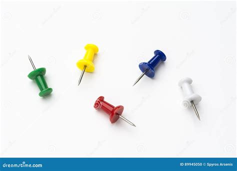 Five Colored Push Pins Stock Photo Image Of Attachment 89945050