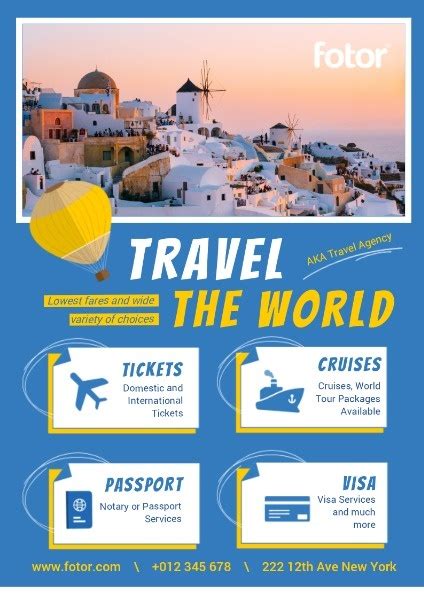 Online Travel Agency Advertisement Poster Template Fotor