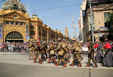 Participants Marching During Australia Day Parade In Melbourne