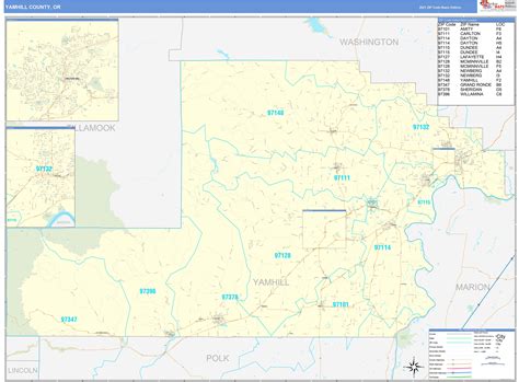 Yamhill County Or Zip Code Wall Map Basic Style By Marketmaps Mapsales