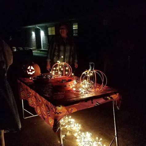 Set Up At Neighbors House Handing Out Candy Happy Halloween To All