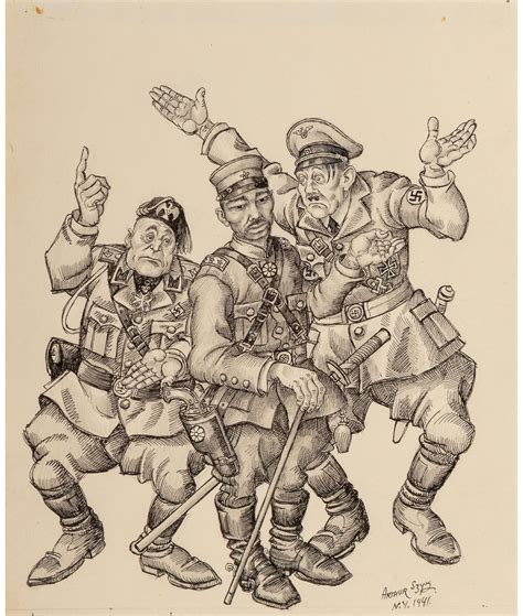 Arthur Szyk Mussolini Tojo And Hitler 1941 MutualArt