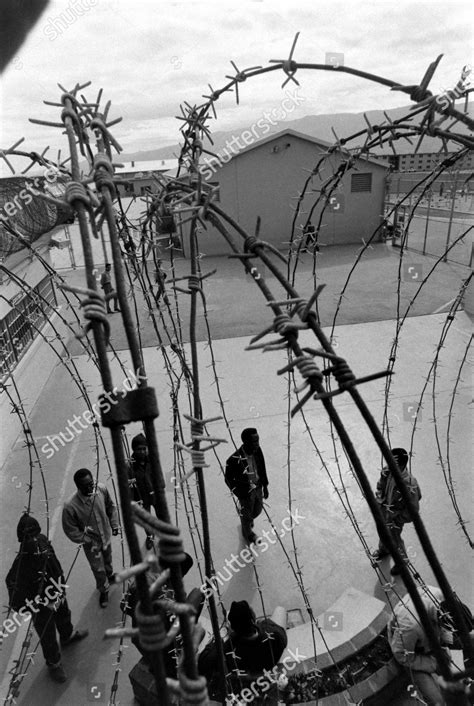 Inmates Gathering Near Fence Soledad State Editorial Stock Photo