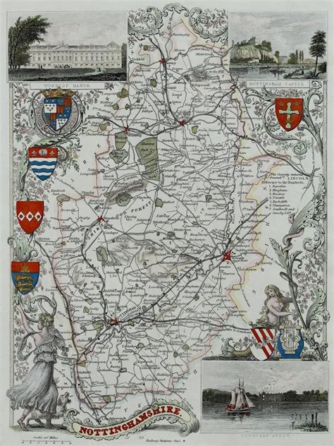 Nottinghamshire Antique Map By Thomas Moule Circa 1848 £9500