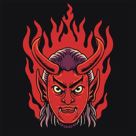 Premium Vector Red Devil Head Vector Illustration