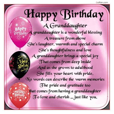 Happy Birthday Granddaughter Poems