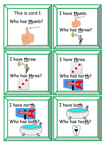 I Have Who Has Game Th Digraphs Teaching Resources