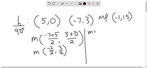 solved find the equation of the perpendicular bisector of the line joining 5 0 and 7 3