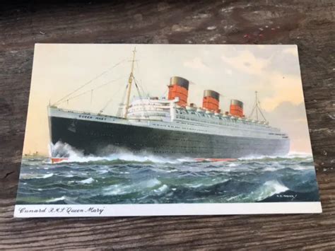 Vintage Postcard C1940 Cunard Rms Queen Mary Steamer Ocean Liner 4