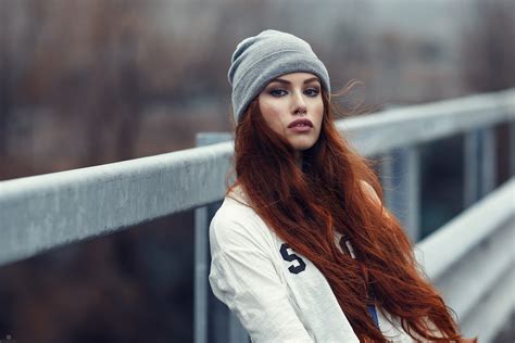 wallpaper face women outdoors redhead model depth of field alessandro di cicco winter