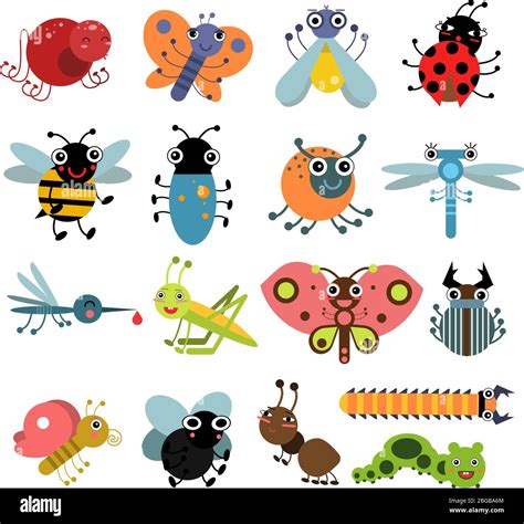 Vector Illustration Of Insects And Bugs Characters Set Stock Vector