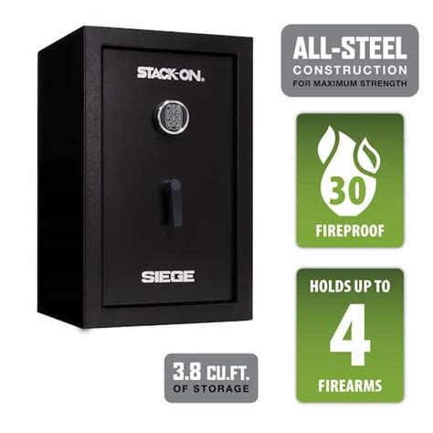 Stack On Seige 4 Gun Home Shooter Fire Resistant Electronic Lock Gun