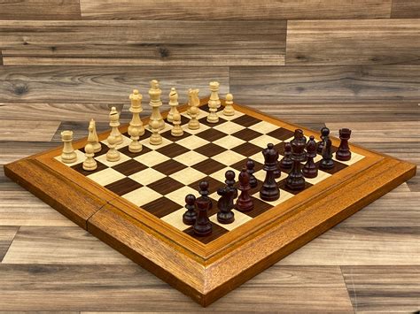 Vintage Wood Chess Set In Wood Chest Folding Chess Board Game Night