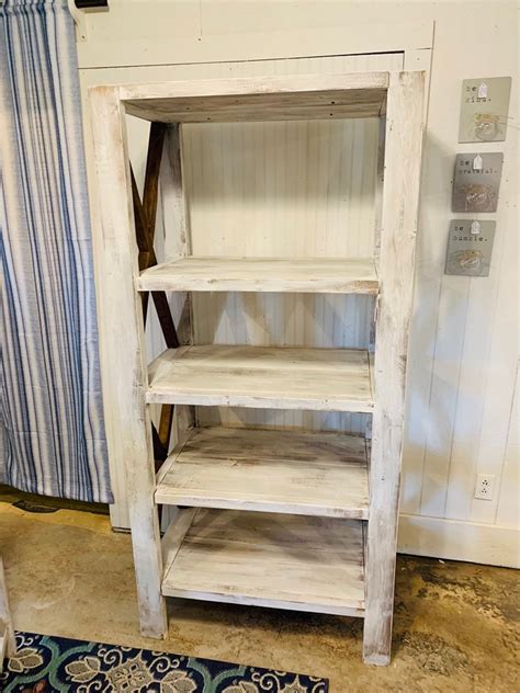 Rustic Farmhouse Style Bookshelf With A Distressed Antique Finish And