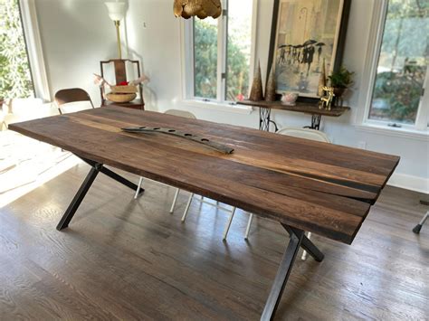 Buy Hand Made Live Edge Salvaged Walnut Dining Table Made To Order