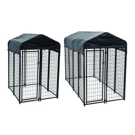 Lucky Dog Uptown Covered Dog Kennel With Lucky Dog Wire Dog Fence Pet