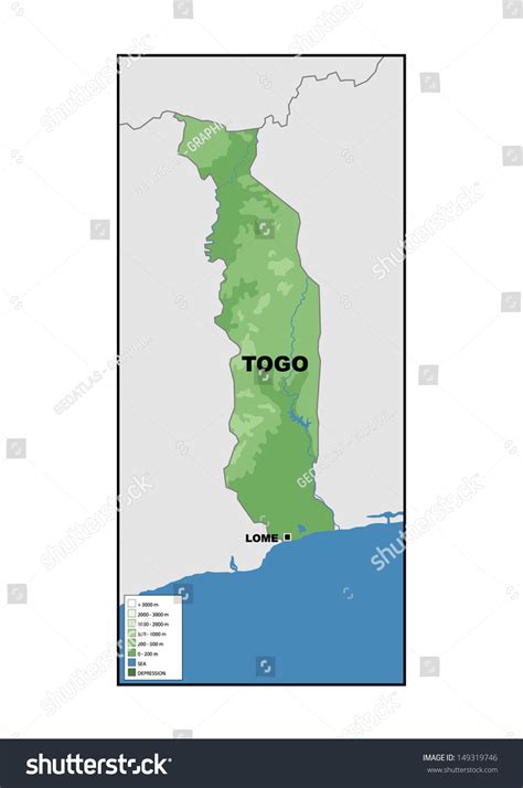 Physical Map Togo 스톡 일러스트 149319746 Shutterstock