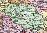 Caldwell County, North Carolina, 1911, Map, Rand McNally, Lenoir ...