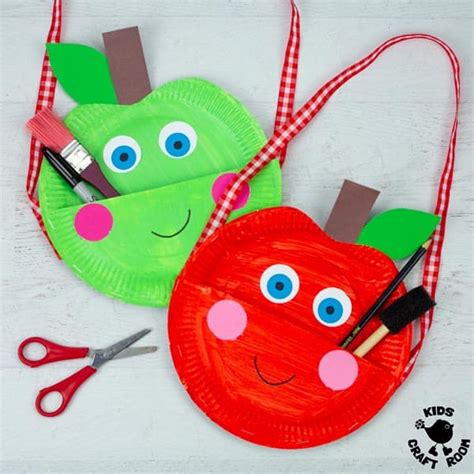 Back To School Paper Plate Apple Bag Craft Kids Craft Room